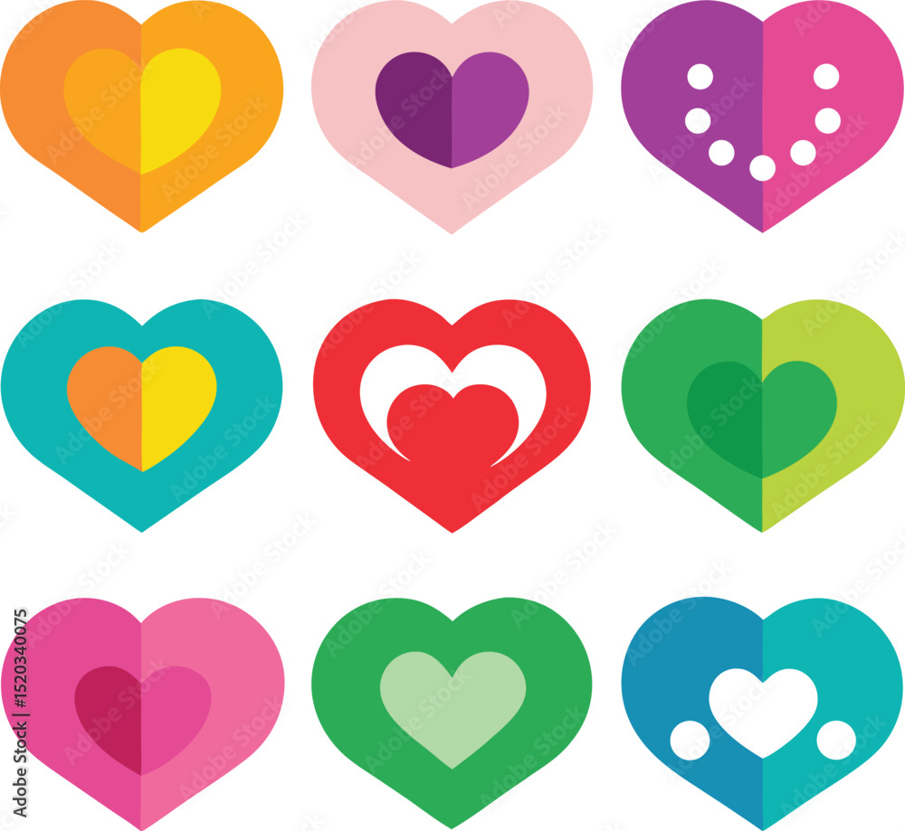 Aufkleber colorful layered hearts vector graphic suitable for love concepts and design projects with transpare