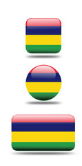 Fototapeta premium Vector Set of 3D Mauritius Flags in Various Formats