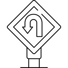 U-Turn Sign Icon