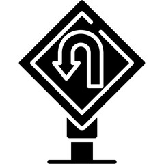 U-Turn Sign Icon