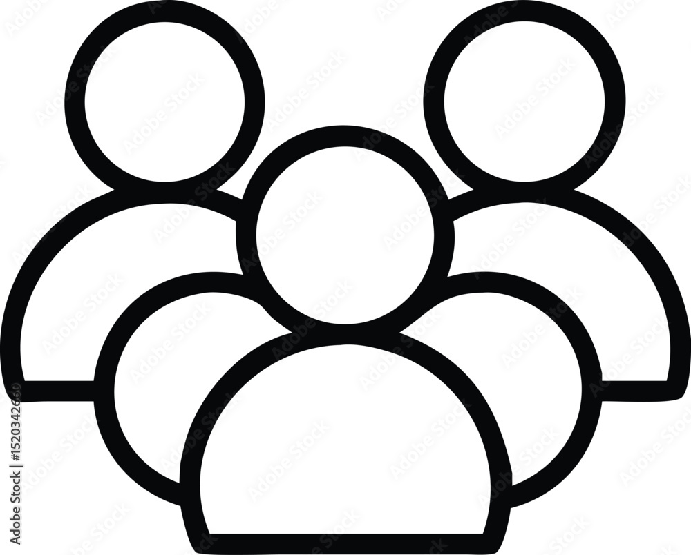 Poster minimalist group icon design featuring a circular silhouette suitable for various applications
