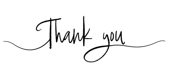 VECTOR Thank you hand drawn inscription with lines. Calligraphic inscription, vector illustration.	
