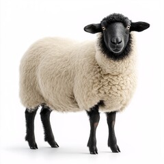 Fototapeta premium Adorable Furry Sheep Grazing in the Pastoral Fields of Tuscany A Nature Photography Showcase of Rural Livestock and Agriculture