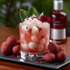 Refreshing, ruby-red cocktail with lychee