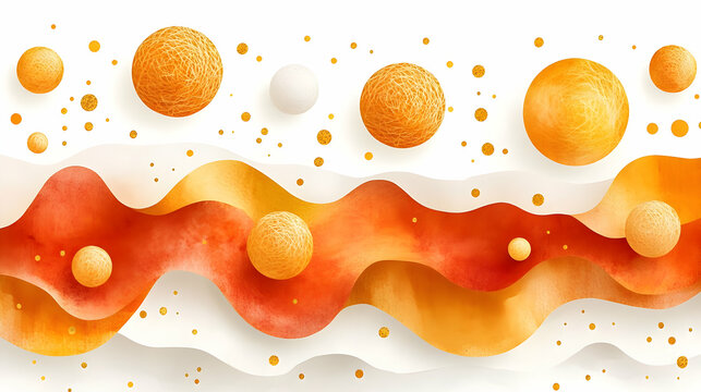 Abstract Orange and Gold Waves Illustration