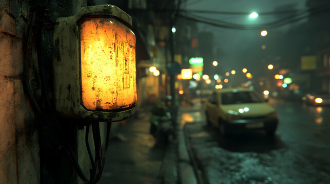 Glowing Urban Night 3D Illustration
