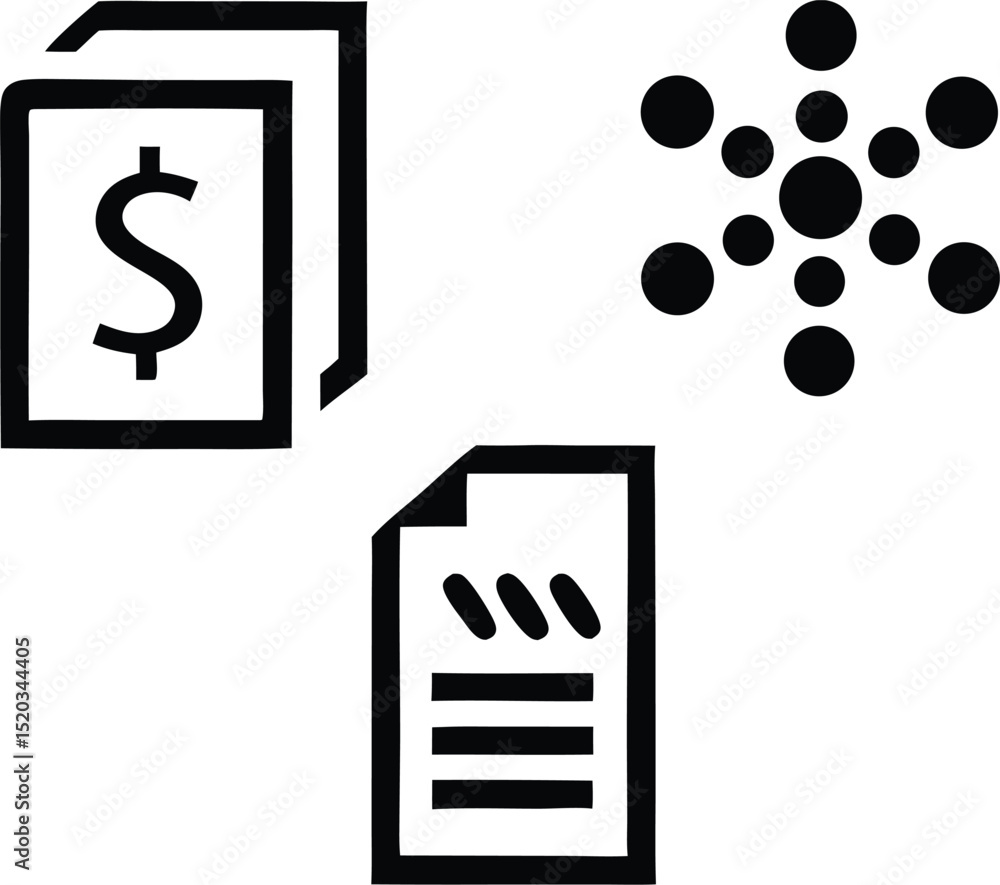 Poster simple black and white document icon with number two design isolated on white