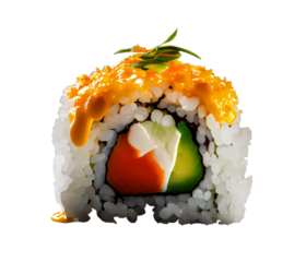 roll with salmon avocado tuna and cucumber