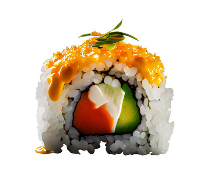 roll with salmon avocado tuna and cucumber