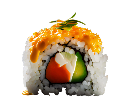 roll with salmon avocado tuna and cucumber