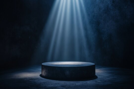 Spotlight on Empty Stage. Dramatic Performance Scene with Modern Illumination and Minimalistic Design
