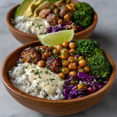 Two bowls of healthy, flavorful rice bowls