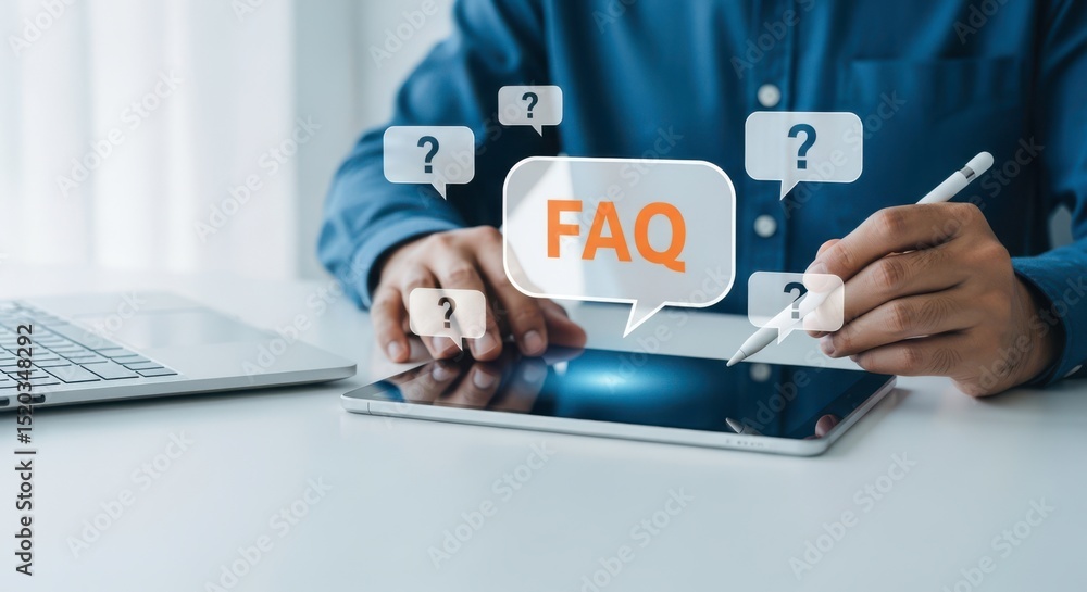 Poster faq frequently asked questions help support information assistance query concept