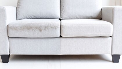 Light Gray Fabric Sofa With Wooden Legs