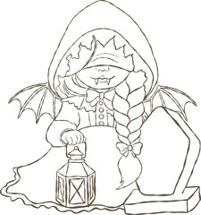 Cartoon Vampire Character with Lantern Illustration