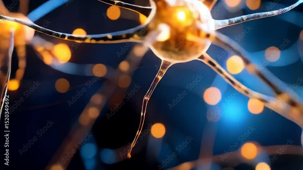 Poster abstract close-up of neural network showing interconnected neurons transmitting electrical impulses 
