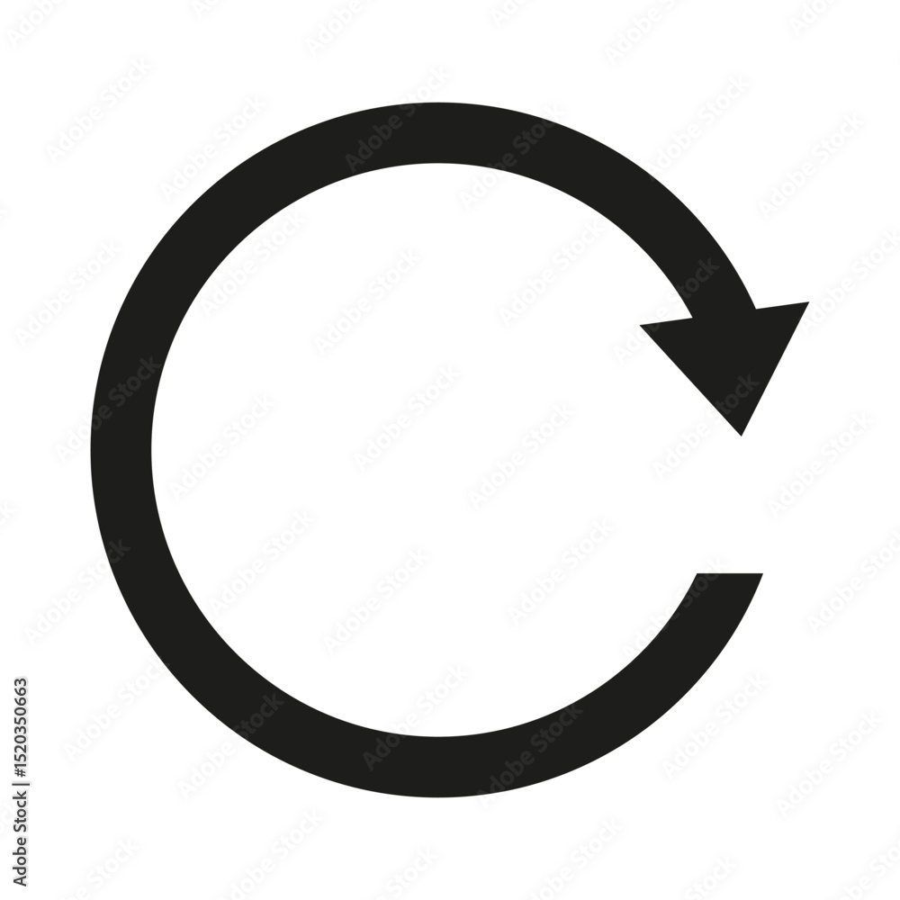 Poster circular arrow icon. rotation vector symbol. repeat direction shape. loop motion sign.