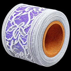 White Roll of Purple Floral Patterned Tape Close Up