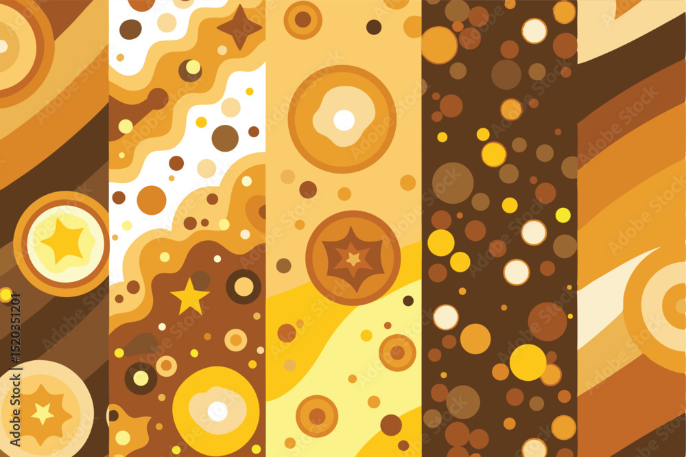Poster abstract geometric design in warm earthy tones with gradient and retro star elements