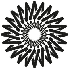Abstract flower icon. Circular petal symbol. Radial symmetry shape. Vector design element.