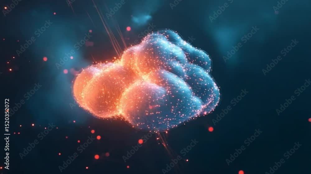 Aufkleber abstract digital cloud formation with data streams, technology and information flow