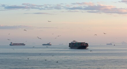 Oceanic Shipping Cargo Perspective View