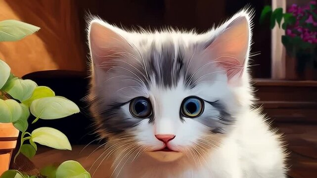 Katzenbaby hat einen Blumentopf umgeworfen