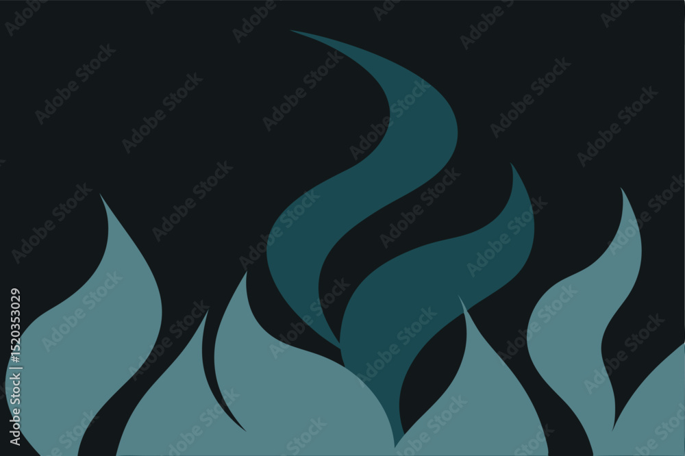 Poster abstract teal flame design element with transparent background for versatile creative applications