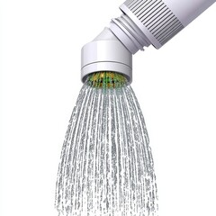 White Spray Nozzle Dispensing Fine Mist on White Background
