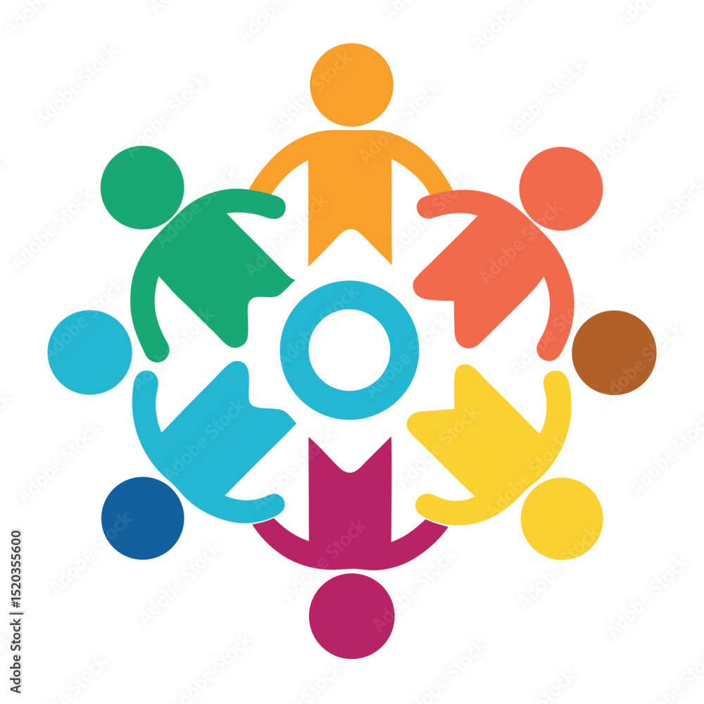 Poster colorful community illustration representing collaboration and unity in modern design