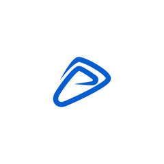 abstract media play logo in flat vector design