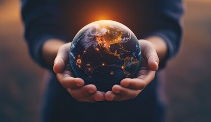 Fototapeta premium Earth held gently in cupped hands