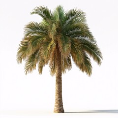 Serene Tropical Paradise. Lush Green Palm Trees under Sunlit Skies