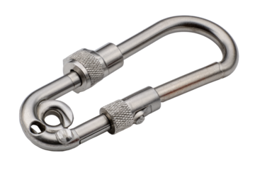 Silver Carabiner with Screw Lock Mechanism for Secure Attachment