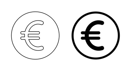 Euro currency icon on circle line. Europe currency sign symbol