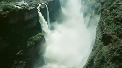 Air Terjun Megah Mengalir Melalui Ngarai Dalam Fotografi Alam yang Menakjubkan