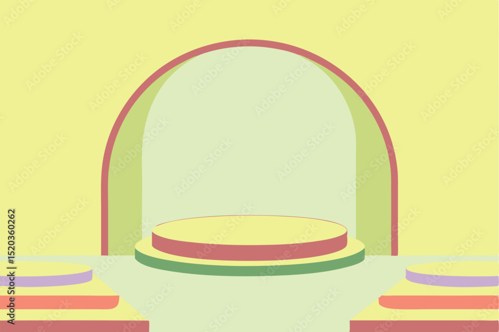 Aufkleber minimalist geometric stage with platform and archway design suitable for display purposes