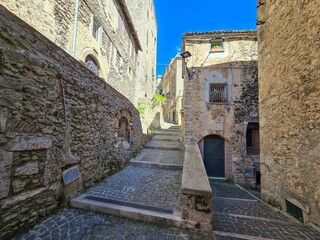 Medieval Village Alley in Lazio, Italy