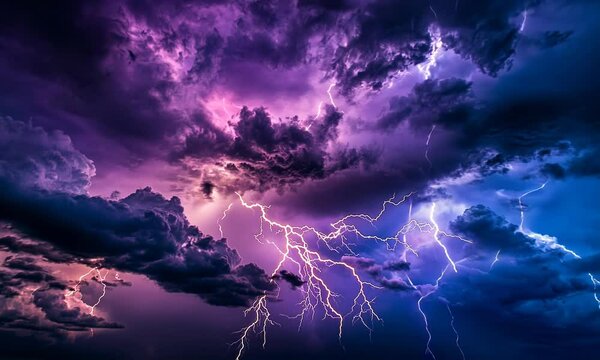 Dramatic storm clouds with lightning