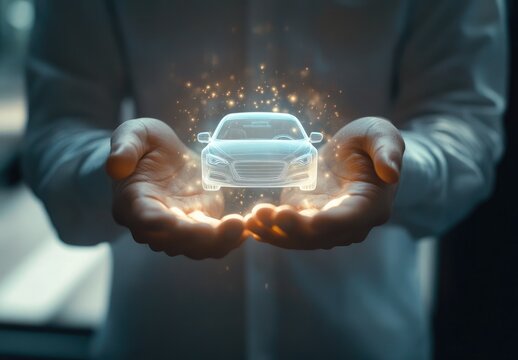 A car appears in a person's hands, like magic