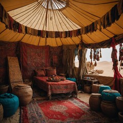 A nomadic Silk Road merchant’s tent.