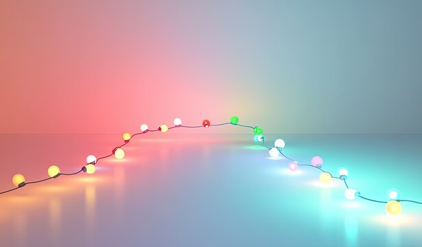 Glowing string lights in a modern setting