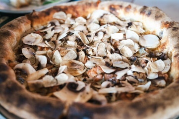 A Tartufina pizza in an Italian restaurant.