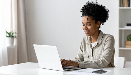 Woman Chatting with AI at Home Desk