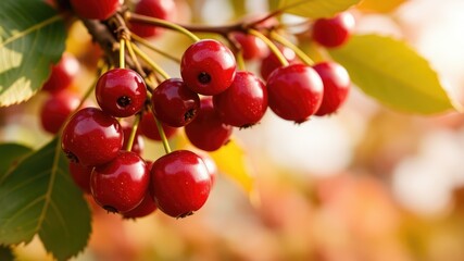 Cherry Berries Clustered on a Tree, Nature's Bounty