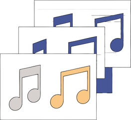 Various colored musical notes illustration on transparent background for design