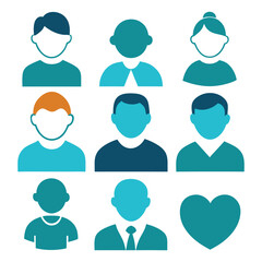 Vector illustration of diverse people avatars depicting community and inclusivity with heart symbol