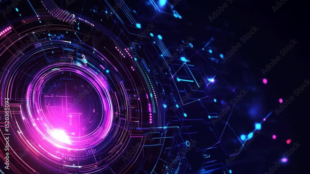 Poster futuristic technology abstract animation with circuit board and data transfer
