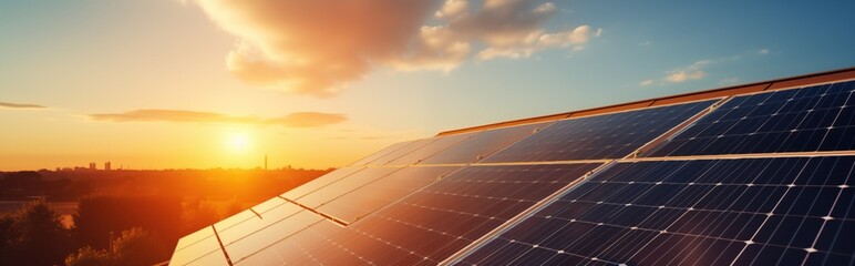 Illustration of a modern energy-saving house of the future equipped with solar panels. AI generated	
