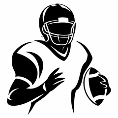 American football player quarterback running back vector illustration silhouette design graphic clip art image 100